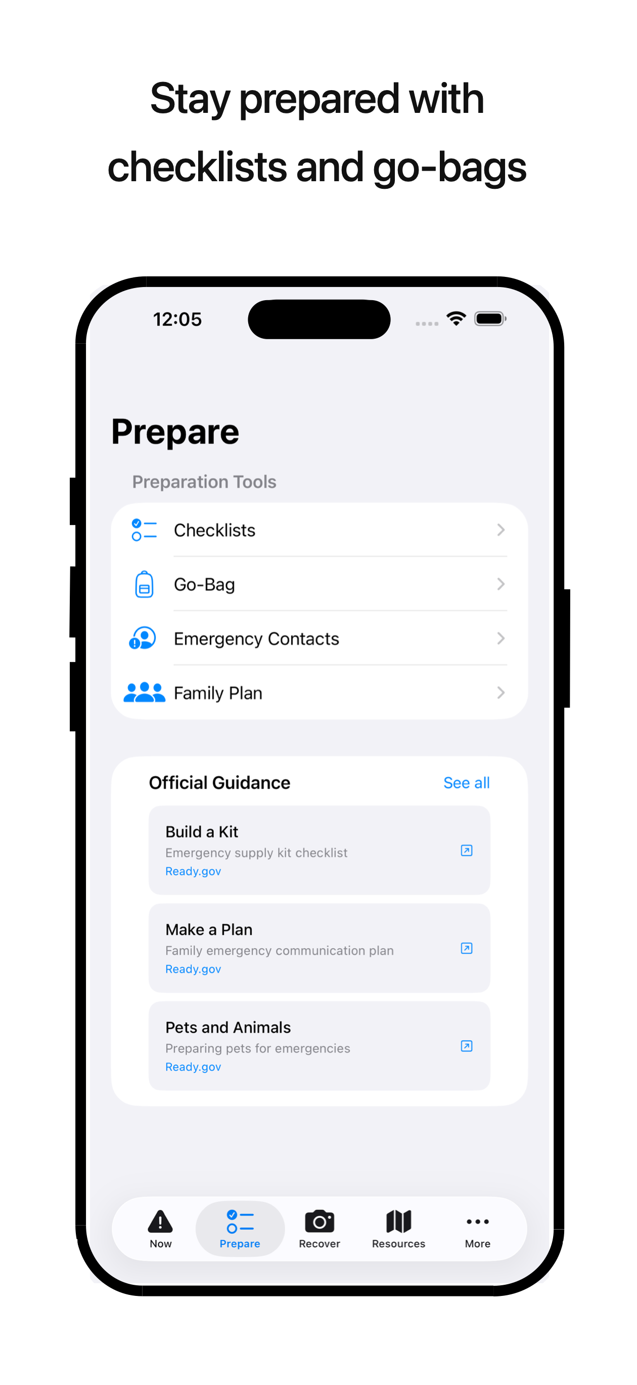 Stay prepared with checklists and go-bags