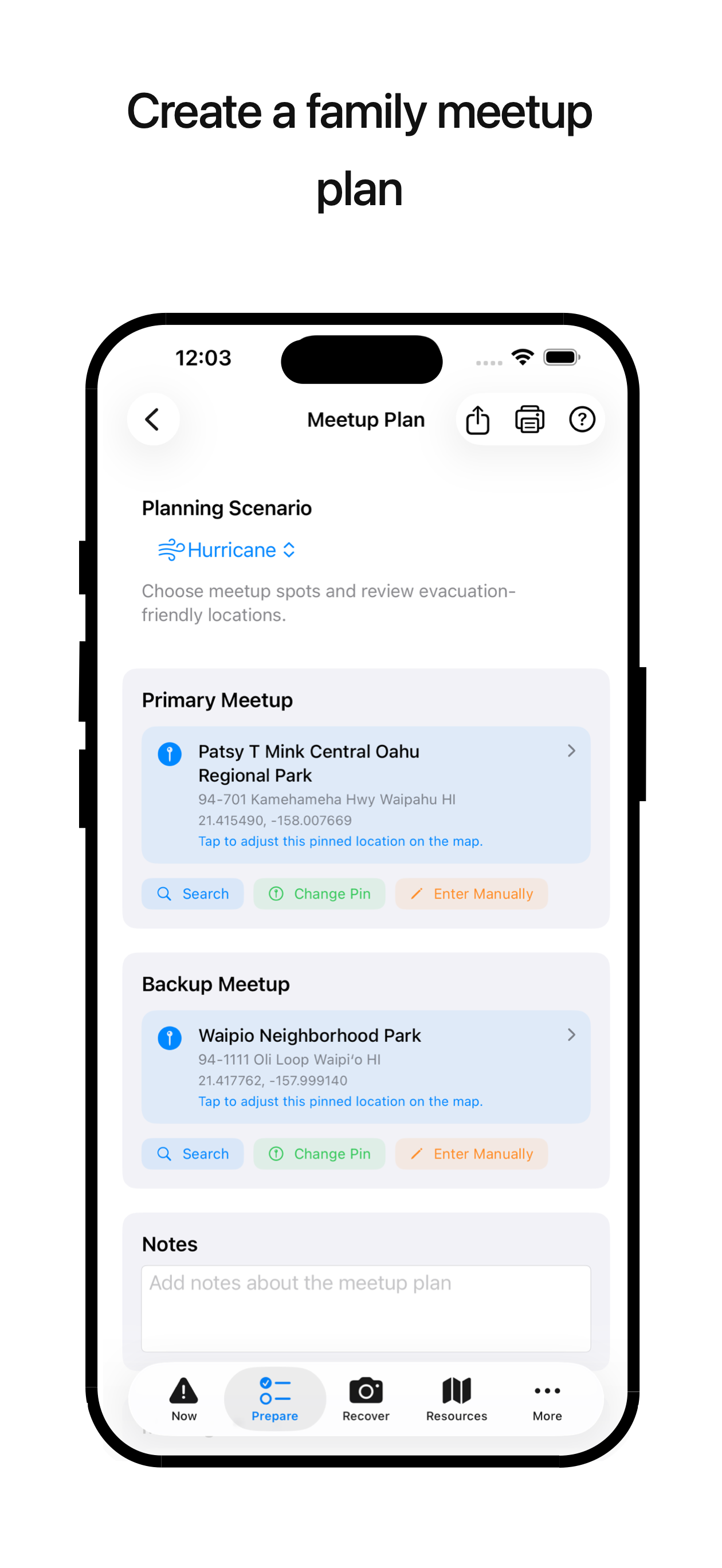 Create a family meetup plan
